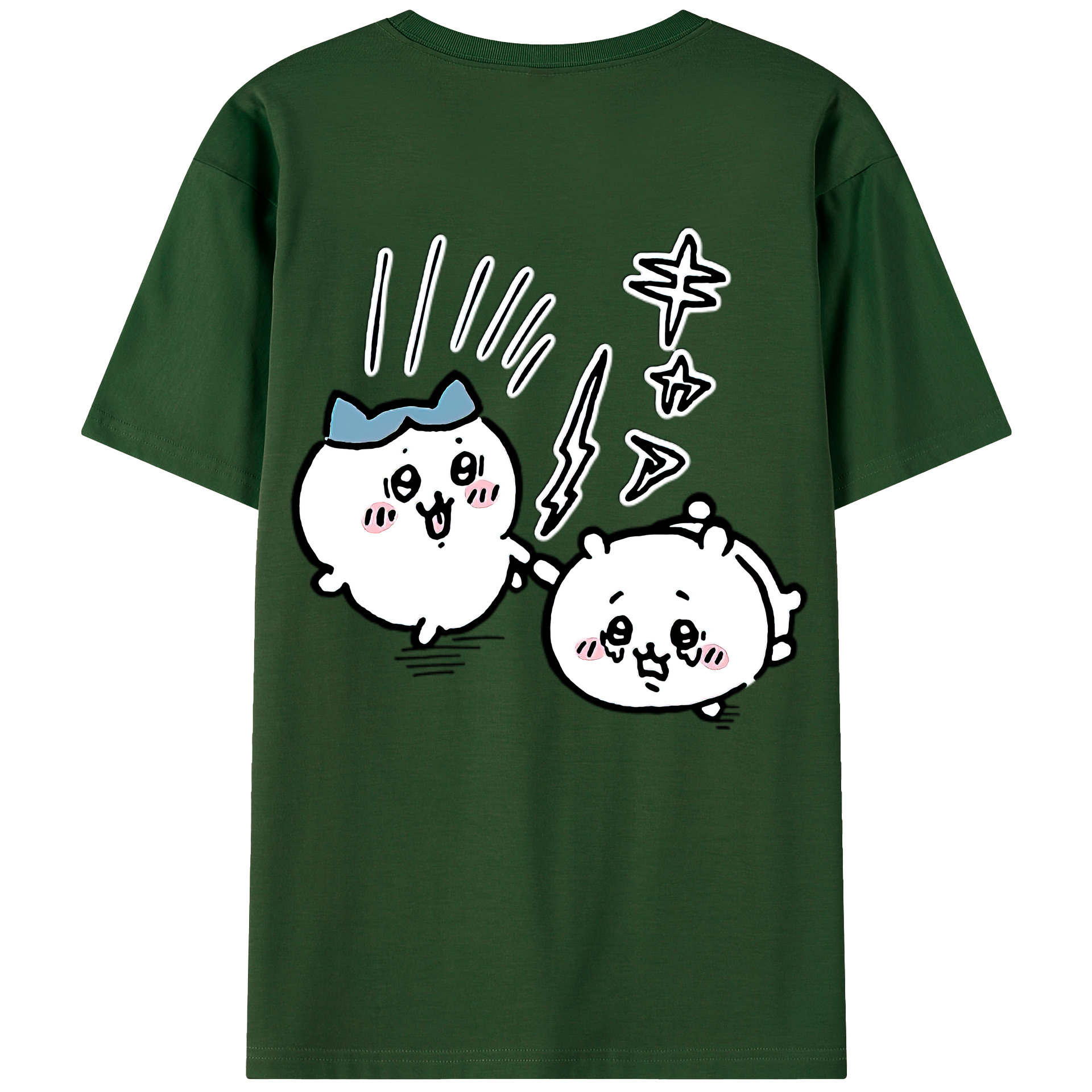 （画像用） ちいかわ ハチワレ Chii-kawa hachiware 綿100％半袖Tシャツ（背面プリント）